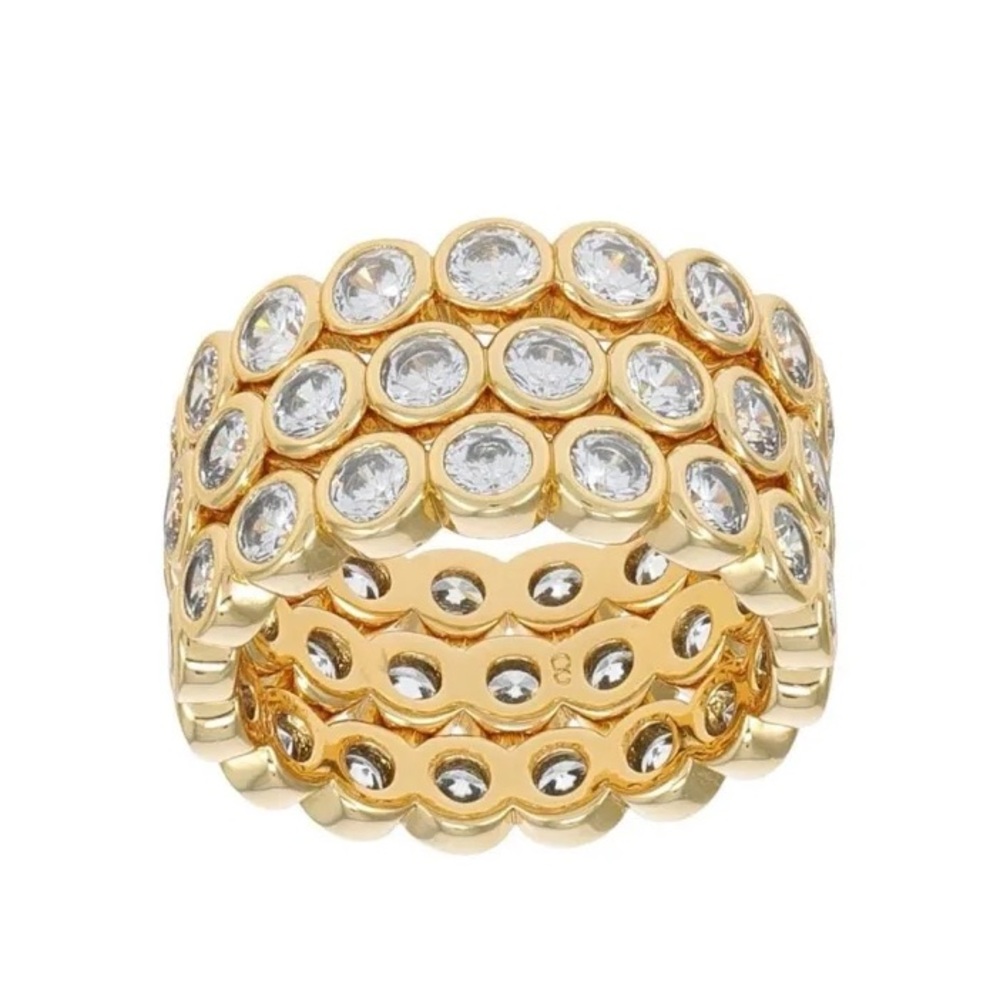 kate spade Gold-Tone Clear Crystal Multirow Stack Ring